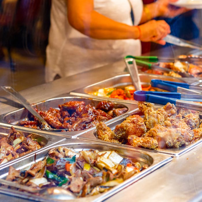 asian food on buffet